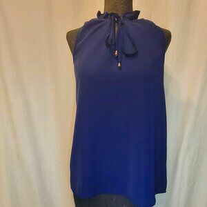 Jade | Womens Ruffle Sleeveless Tie Top Size S - Blue